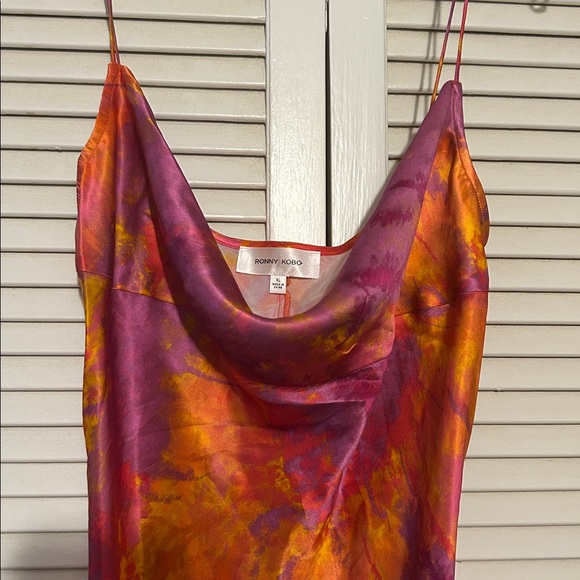 Ronny Kobo Collection Pink and Orange Tie-Dye Cowl Slip Maxi Dress. 🌸🛳️🍹🌴 - Picture 7 of 7